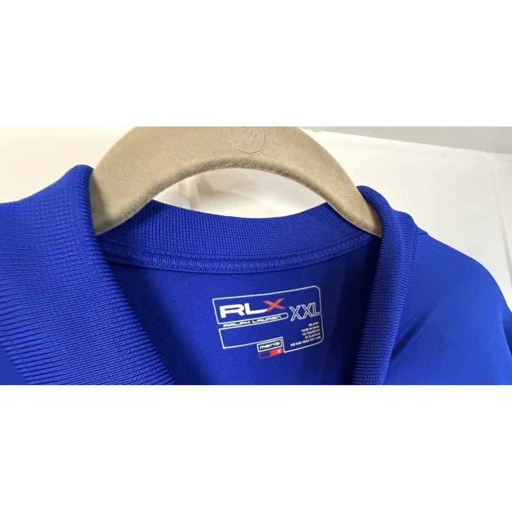 RLX Ralph Lauren Mens XXL Blue Golf Polo Shirt Athleisure Sport Casual Oldestone